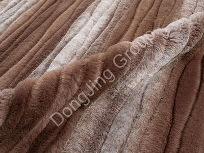 X2KT1022-Light brown color brush flower 2 faux fur fabric
