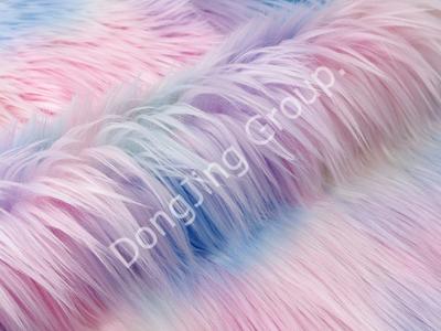 DW0020-blue, pink and yellow five-color jacquard faux fur fabric