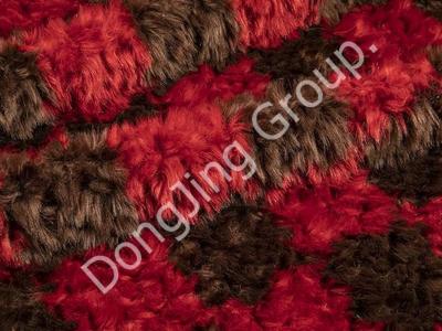 8HW0119-Brown and red brushed rabbit hair faux fur fabric