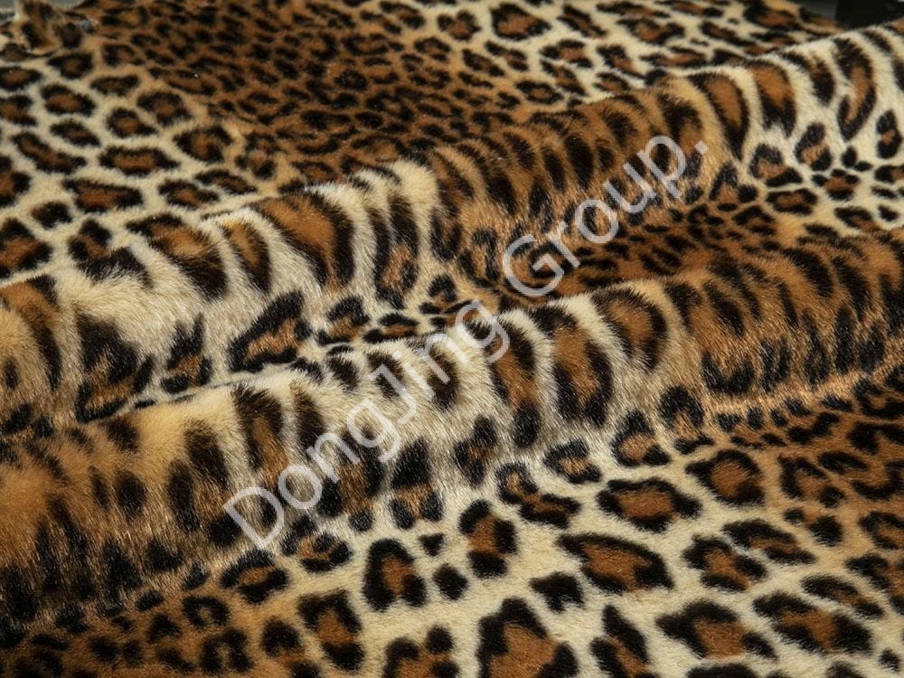 8KY0017-Beige Indian Leopard Print faux fur fabric