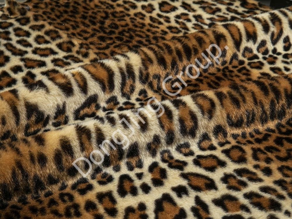 8KY0017-Beige Indian Leopard Print faux fur fabric