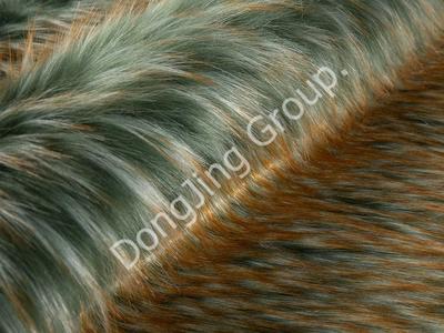 8W1809-Dark green pointy yellow hairy dumplings faux fur fabric