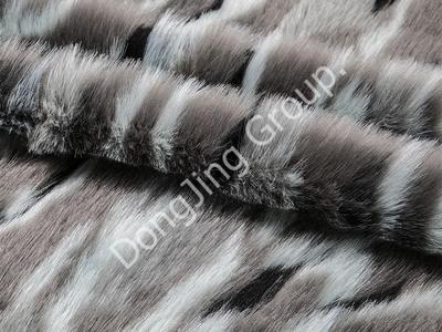8W1856-Black blue gray three-color jacquard soft fox faux fur fabric