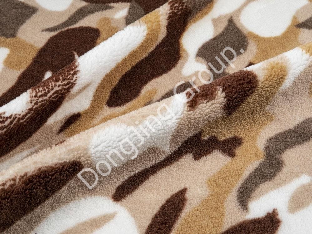 9KT0279-Stars camel round screen printing four sets of color faux fur fabric