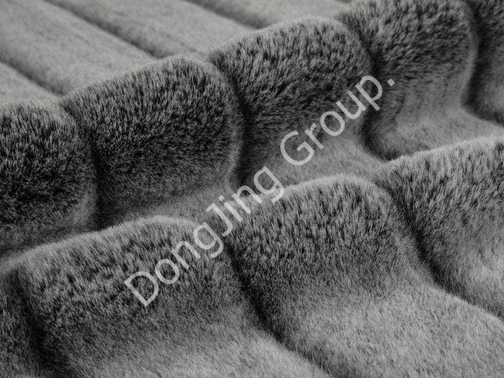 9T1179-Black rabbit hair embossed rabbit hair faux fur fabric