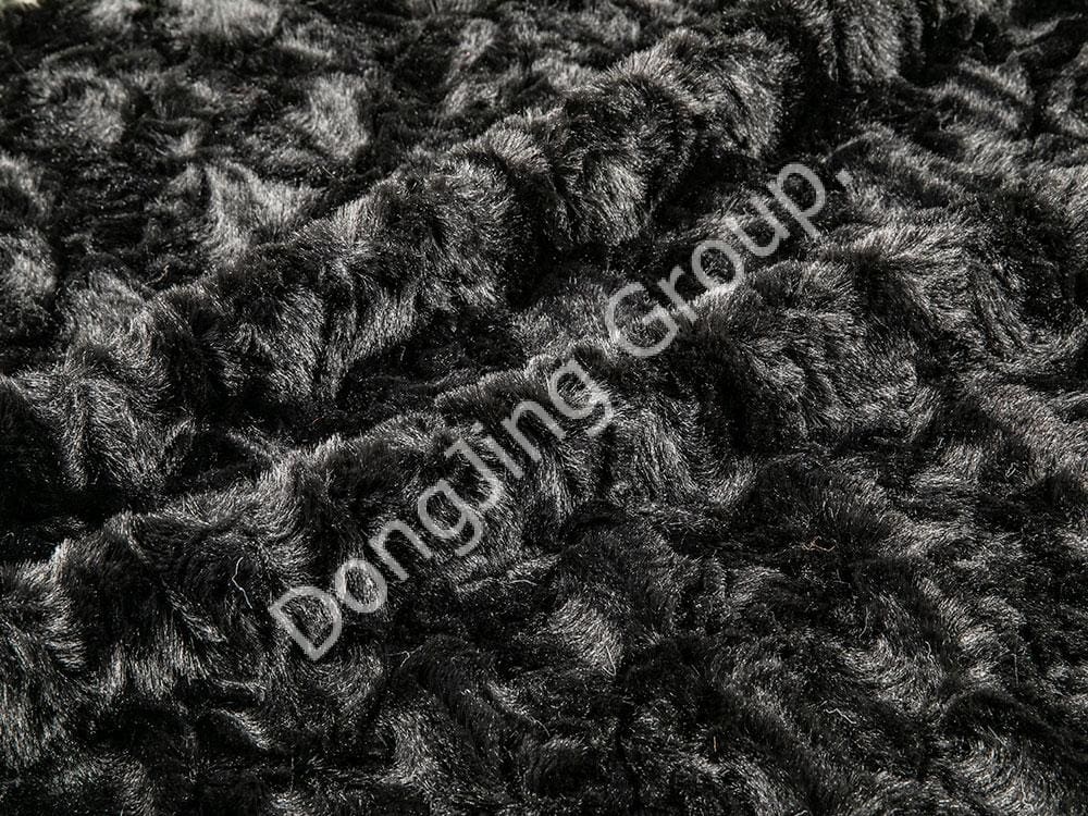 9T2446-Black brushed rabbit hair faux fur fabric