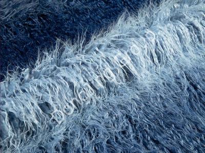 9W0157-Dark blue and light blue washed rollers push beach wool faux fur fabric