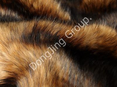 9W0591-Brown and beige two-color jacquard double-tip raccoon hair faux fur fabric