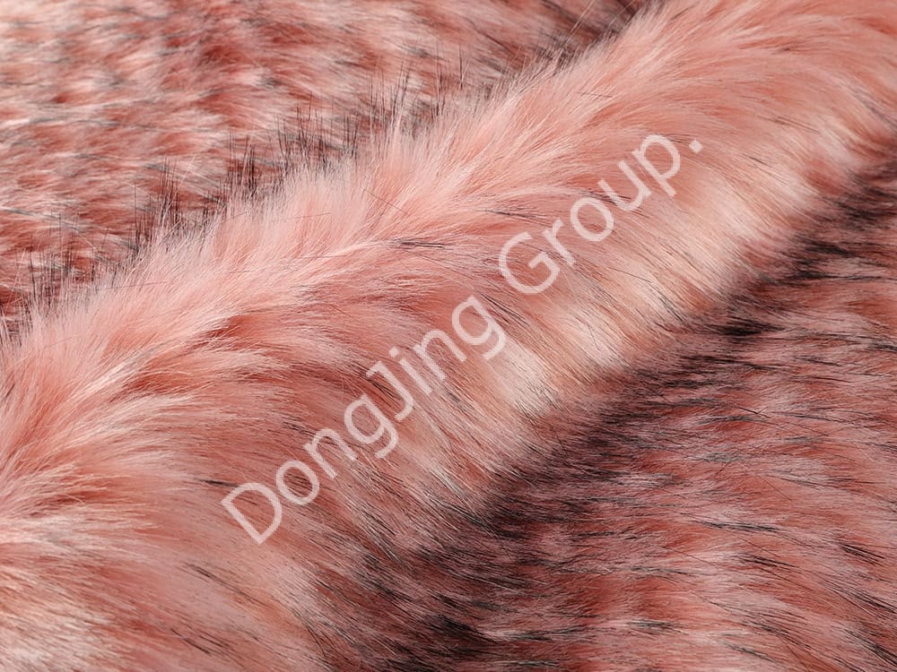 9W0684-Pink pineapple raccoon hair faux fur fabric
