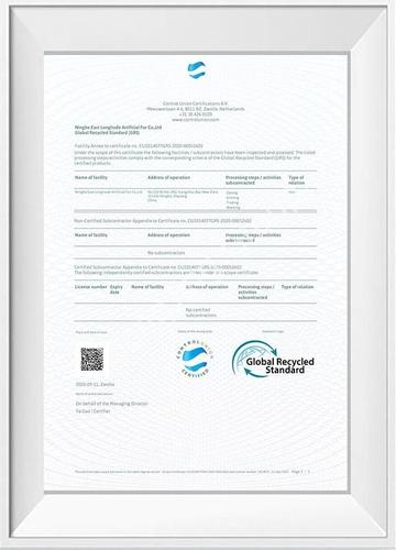 Recycled fabric GRS certificate