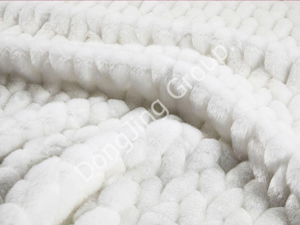 X9HG0193-White embossed rabbit hair faux fur fabric