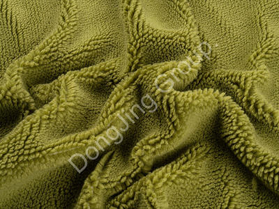 3W2226-Green hollow jacquard rolling ball faux fur fabric