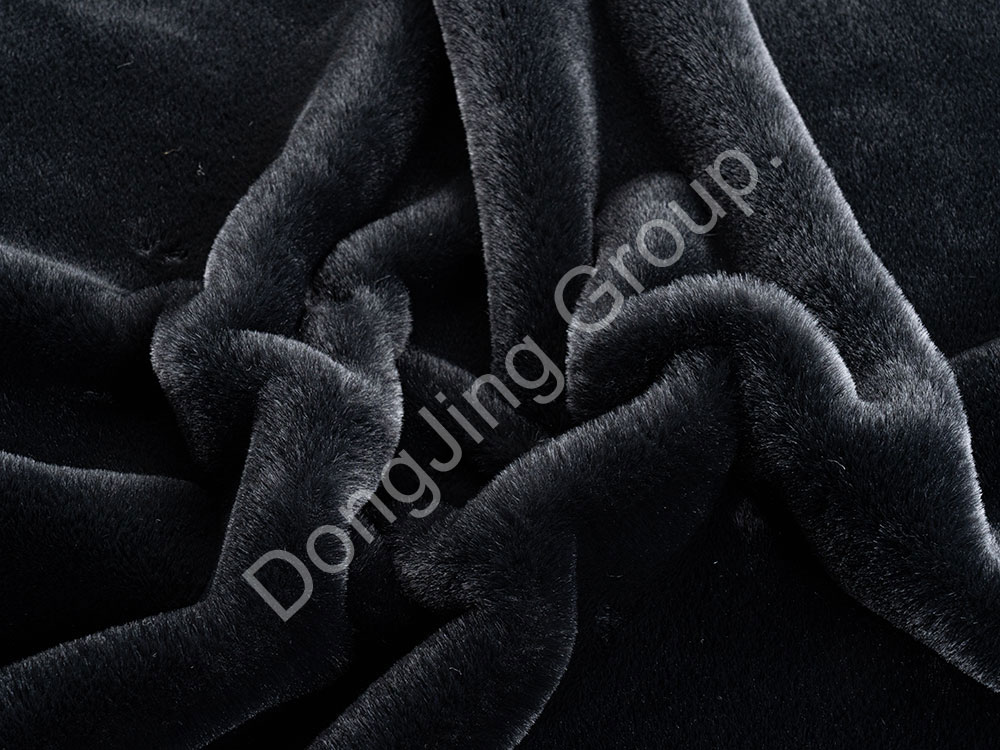 2X3KT0011-Black rabbit hair faux fur fabric