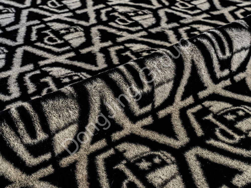 2X3KT0012-Black plucked rabbit hair faux fur fabric