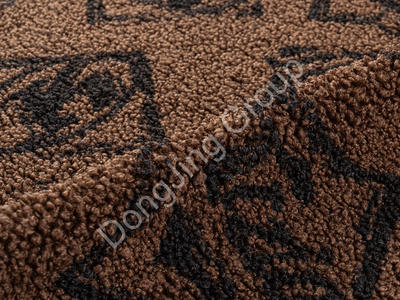 3KT2247-Red coffee Nordic ball print faux fur fabric