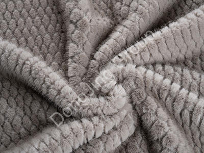 3KT2357-Wood gray dyed with pointed silver, blue sable blowing flowers faux fur fabric