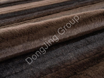 3T2176-Brown stripe press brush faux fur fabric