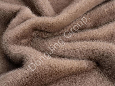 3T2355-Khaki dyed pointed silver blue ferret faux fur fabric